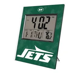 Clocks^New York Jets Keyscaper Cross Hatch Digital Desk Clock