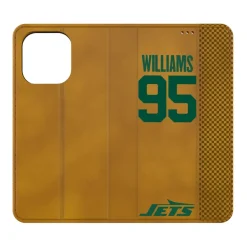Phone Cases|Electronics^New York Jets Keyscaper Quinnen Williams Brown Folio IPhone Case