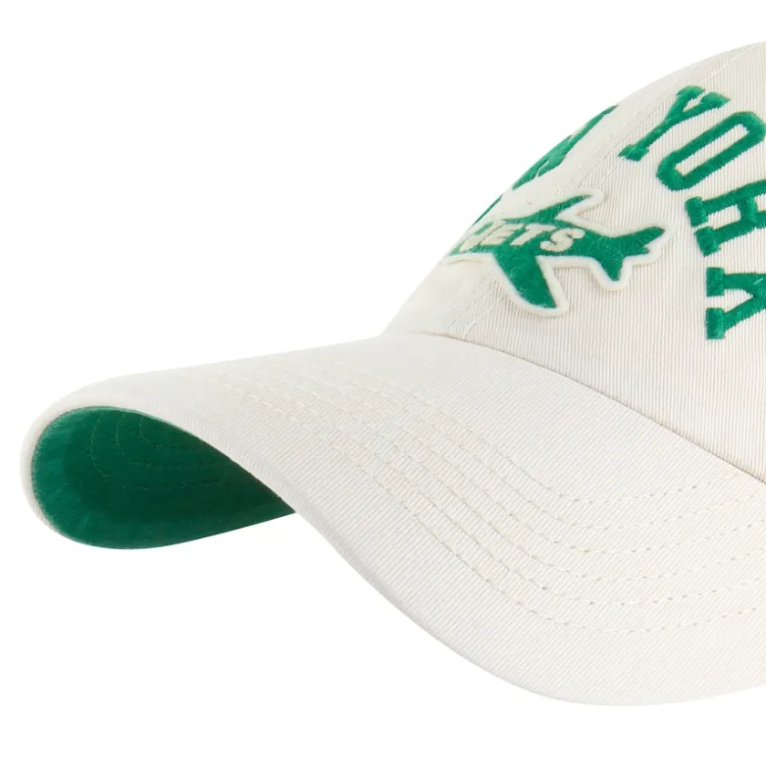 Adjustable^New York Jets Men's '47 Cream Throwback Clubhouse Faber Clean Up Adjustable Hat