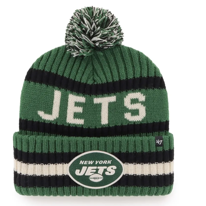 Knit^New York Jets Men's '47 Green Bering Cuffed Knit Hat With Pom