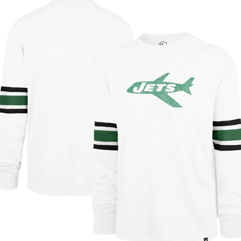 Long Sleeved^New York Jets Men's '47 White Gridiron Throwback Premier Brex Long Sleeve T-Shirt