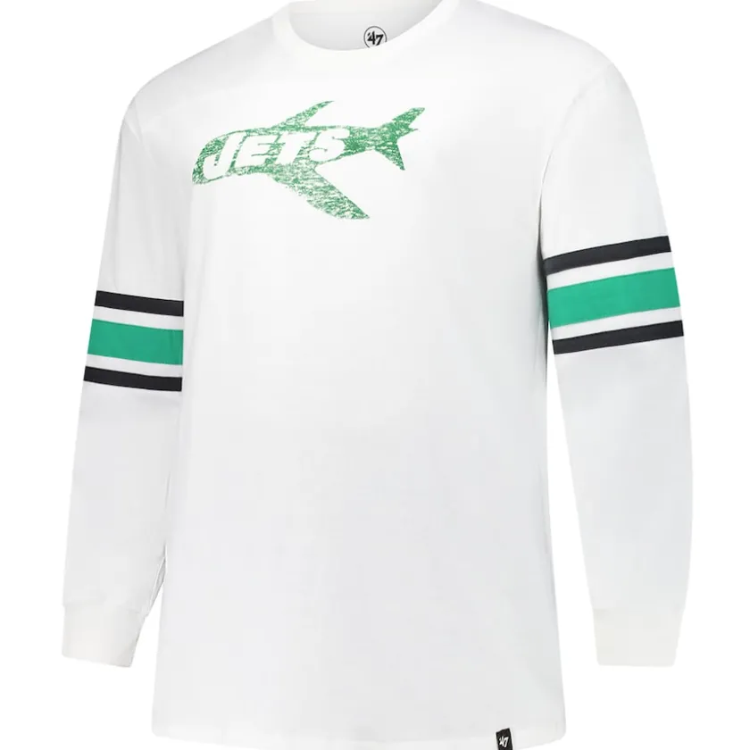 Big & Tall^New York Jets Men's '47 White Big & Tall Premier Brex Long Sleeve T-Shirt