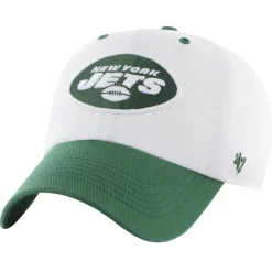Hats|Men^New York Jets Men's '47 White/Green Double Header Diamond Clean Up Adjustable Hat