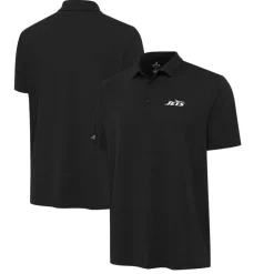Polos^New York Jets Men's Antigua Black Reprocess Polo