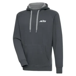 Big & Tall^New York Jets Men's Antigua Charcoal Big & Tall Victory Pullover Hoodie