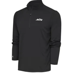 Jackets|Sweatshirts & Fleece^New York Jets Men's Antigua Gray Tribute Quarter-Zip Pullover Top