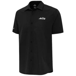 Sweaters & Dress Shirts|Sweaters^New York Jets Men's Antigua Black Activate Woven Button-Up Shirt
