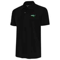 Polos^New York Jets Men's Antigua Black Team Logo Throwback Tribute Polo