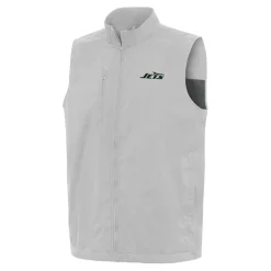 Jackets^New York Jets Men's Antigua Gray Brisk Full-Zip Vest