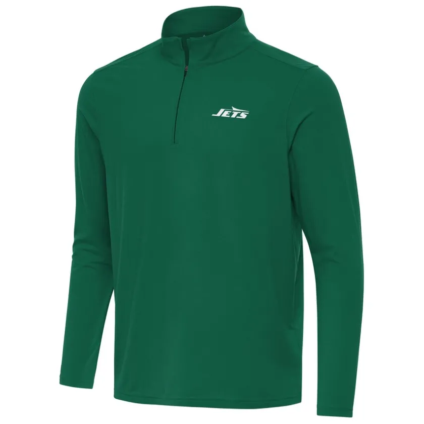 Jackets|Sweatshirts & Fleece^New York Jets Men's Antigua Green Intent Quarter-Zip Pullover Top