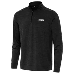 Jackets^New York Jets Men's Antigua Heather Black Bright Quarter-Zip Top