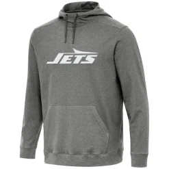 Jackets^New York Jets Men's Antigua Heather Black Cloud Pullover Hoodie