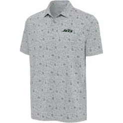 Polos^New York Jets Men's Antigua Heather Gray Relentless Polo