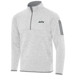 Jackets^New York Jets Men's Antigua Heather Gray Fortune Quarter-Zip Pullover Jacket