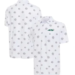Polos^New York Jets Men's Antigua White Fireworks Polo