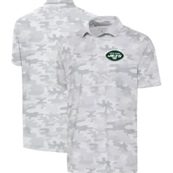 Polos^New York Jets Men's Antigua White Collide Polo