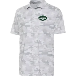 Polos^New York Jets Men's Antigua White Collide Polo
