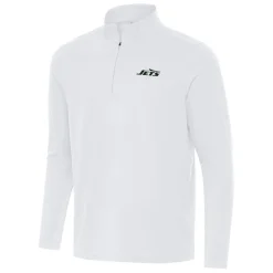 Jackets|Sweatshirts & Fleece^New York Jets Men's Antigua White Intent Quarter-Zip Pullover Top
