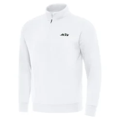Jackets|Sweatshirts & Fleece^New York Jets Men's Antigua White Victory Quarter-Zip Pullover Top