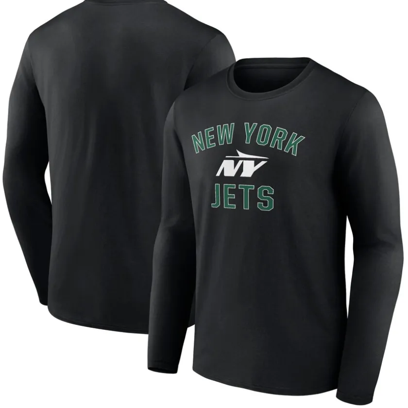 Long Sleeved^New York Jets Men's Black Victory Arch Long Sleeve T-Shirt