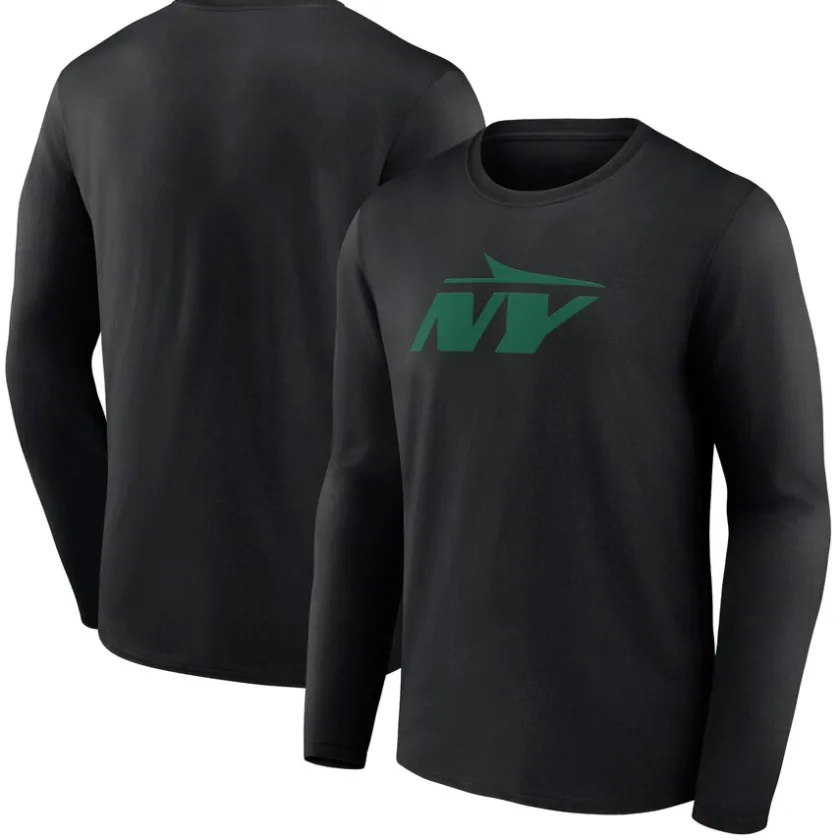 Long Sleeved^New York Jets Men's Black Secondary Logo Long Sleeve T-Shirt
