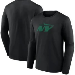 Long Sleeved^New York Jets Men's Black Secondary Logo Long Sleeve T-Shirt