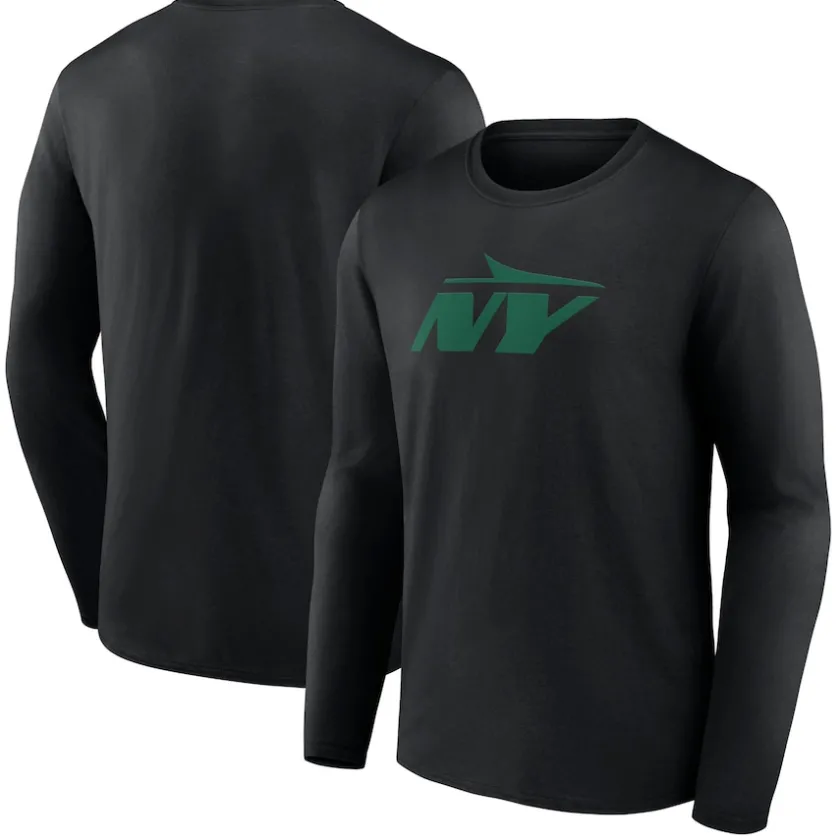 Long Sleeved^New York Jets Men's Black Secondary Logo Long Sleeve T-Shirt