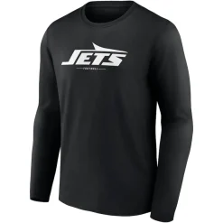 Long Sleeved^New York Jets Men's Black Logo Team Lockup Long Sleeve T-Shirt