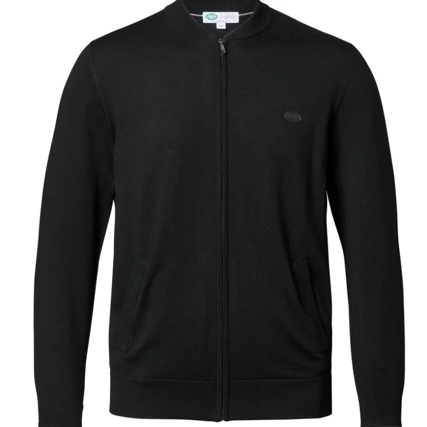 Sweaters & Dress Shirts|Sweatshirts & Fleece^New York Jets Men's Charles Tyrwhitt Black Merino Full-Zip Sweater