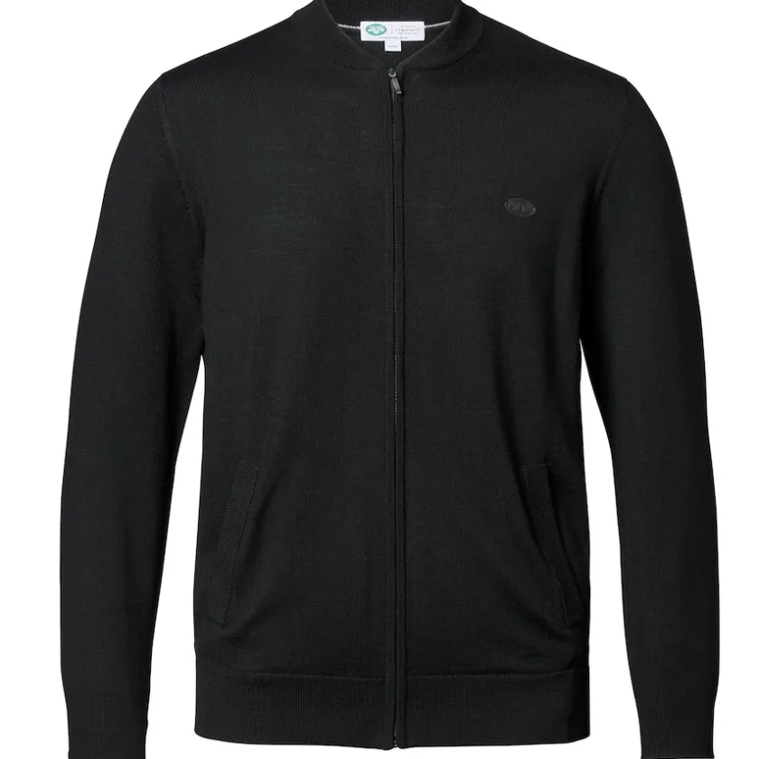 Sweaters & Dress Shirts|Sweatshirts & Fleece^New York Jets Men's Charles Tyrwhitt Black Merino Full-Zip Sweater