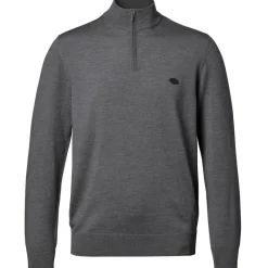 Sweaters & Dress Shirts|Sweatshirts & Fleece^New York Jets Men's Charles Tyrwhitt Gray Merino Quarter-Zip Pullover Sweater