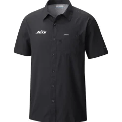 Sweaters & Dress Shirts^New York Jets Men's Columbia Black Slack Tide Omni-Wick Button-Up Camp Shirt