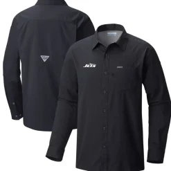 Sweaters & Dress Shirts^New York Jets Men's Columbia Black Slack Tide Omni-Wick Button-Up Long Sleeve Shirt