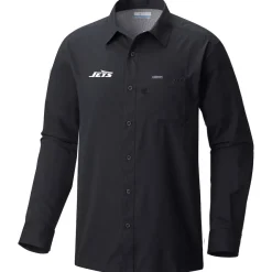 Sweaters & Dress Shirts^New York Jets Men's Columbia Black Slack Tide Omni-Wick Button-Up Long Sleeve Shirt