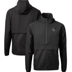 Jackets|Sweatshirts & Fleece^New York Jets Men's Cutter & Buck Black Helmet Charter Eco Recycled Half-Zip Anorak Jacket
