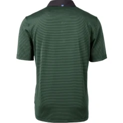 Polos^New York Jets Men's Cutter & Buck Hunter Green Primary Logo Virtue Eco Pique Micro Stripe Recycled Polo