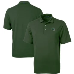 Polos^New York Jets Men's Cutter & Buck Hunter Green Helmet DryTec Virtue Eco Pique Recycled Polo