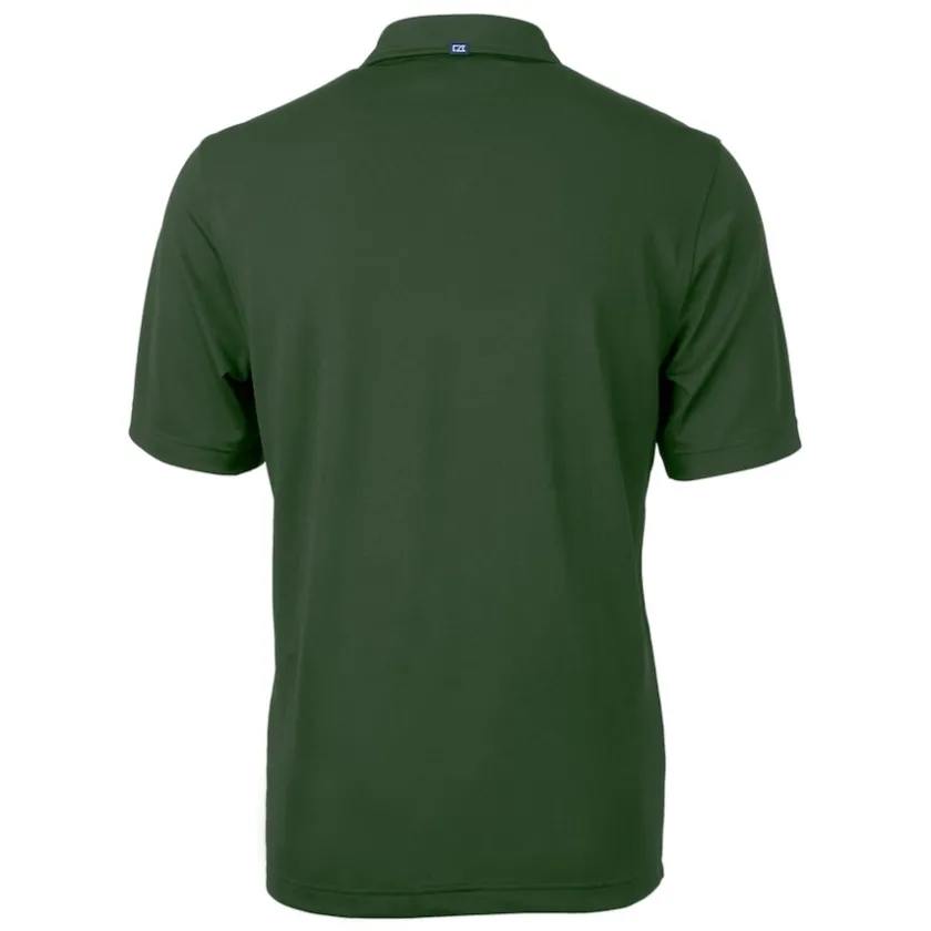 Polos^New York Jets Men's Cutter & Buck Hunter Green Helmet DryTec Virtue Eco Pique Recycled Polo