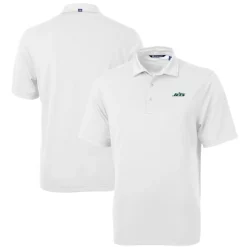 Polos^New York Jets Men's Cutter & Buck White Primary Logo DryTec Virtue Eco Pique Recycled Polo
