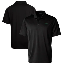 Polos^New York Jets Men's Cutter & Buck Black Primary Logo Prospect Eco Textured Stretch Recycled Polo