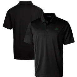 Polos^New York Jets Men's Cutter & Buck Black Primary Logo Prospect Eco Textured Stretch Recycled Polo