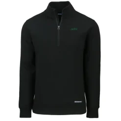 Jackets^New York Jets Men's Cutter & Buck Black Primary Logo Roam Eco Recycled Quarter-Zip Pullover Top