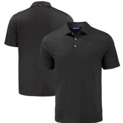 Polos^New York Jets Men's Cutter & Buck Black Primary Logo Coastline Epic Comfort Eco Recycled Polo