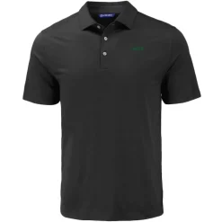 Polos^New York Jets Men's Cutter & Buck Black Primary Logo Coastline Epic Comfort Eco Recycled Polo