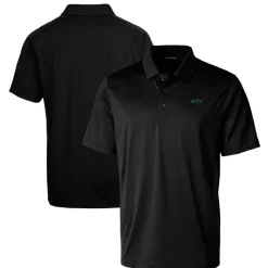 Polos|Big & Tall^New York Jets Men's Cutter & Buck Black Primary Logo Big & Tall Prospect Eco Textured Stretch Recycled Polo