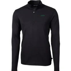 Big & Tall^New York Jets Men's Cutter & Buck Black Big & Tall Primary Logo Virtue Eco Pique Recycled Quarter-Zip Pullover Top