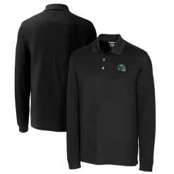Big & Tall^New York Jets Men's Cutter & Buck Black Big & Tall Helmet DryTec Advantage Tri-Blend Pique Long Sleeve Polo