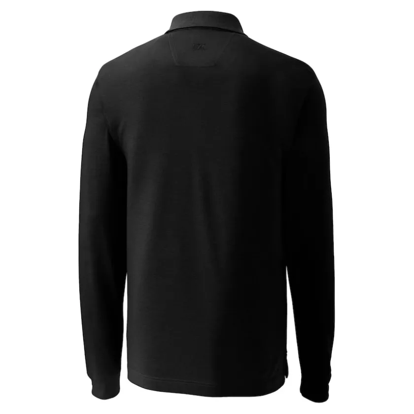 Big & Tall^New York Jets Men's Cutter & Buck Black Big & Tall Helmet DryTec Advantage Tri-Blend Pique Long Sleeve Polo