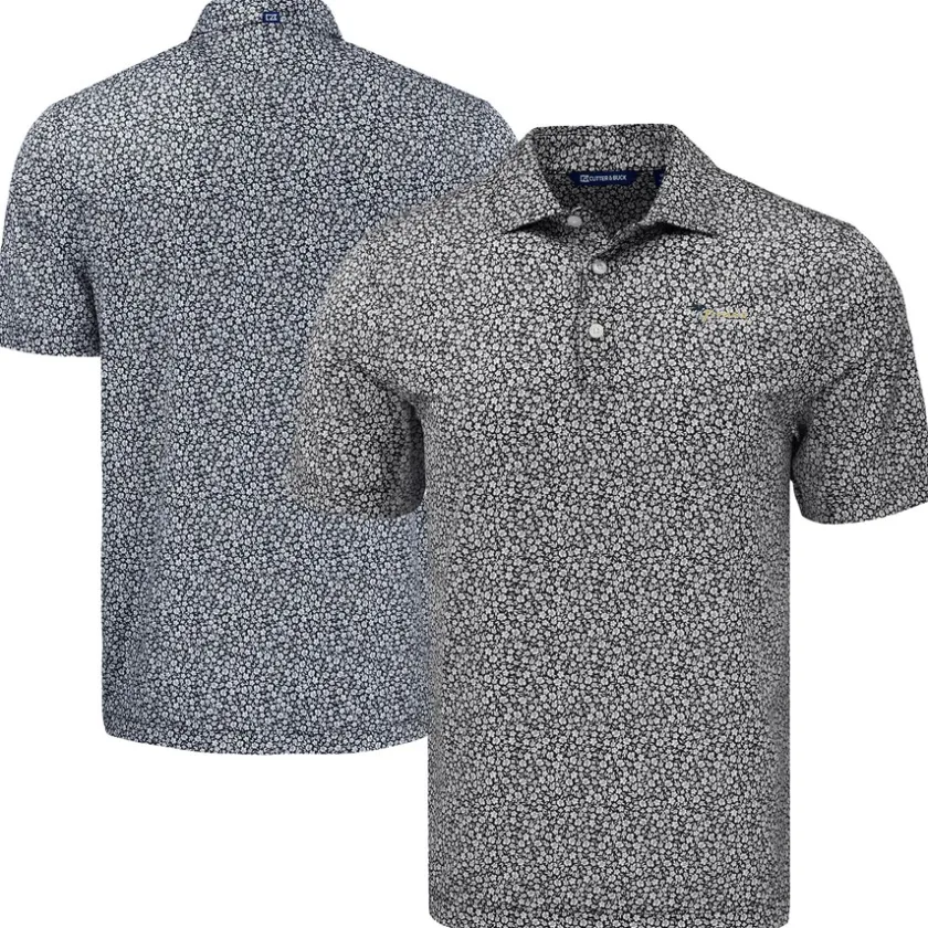 Polos^New York Jets Men's Cutter & Buck Black Pike Eco Flora Print Polo