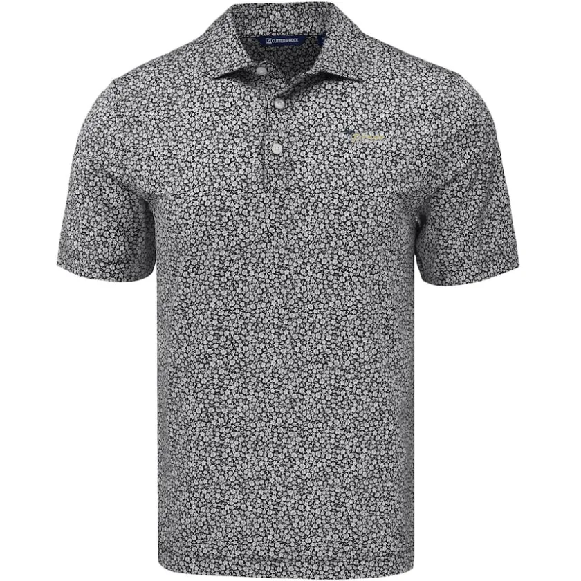 Polos^New York Jets Men's Cutter & Buck Black Pike Eco Flora Print Polo